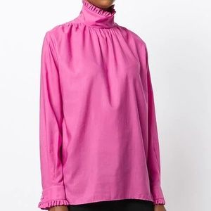 Authentic Gucci High Collar Shirt with Ruffle/US 6